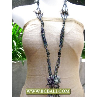 Fancy Layered Necklace Beading with Stone Pendant